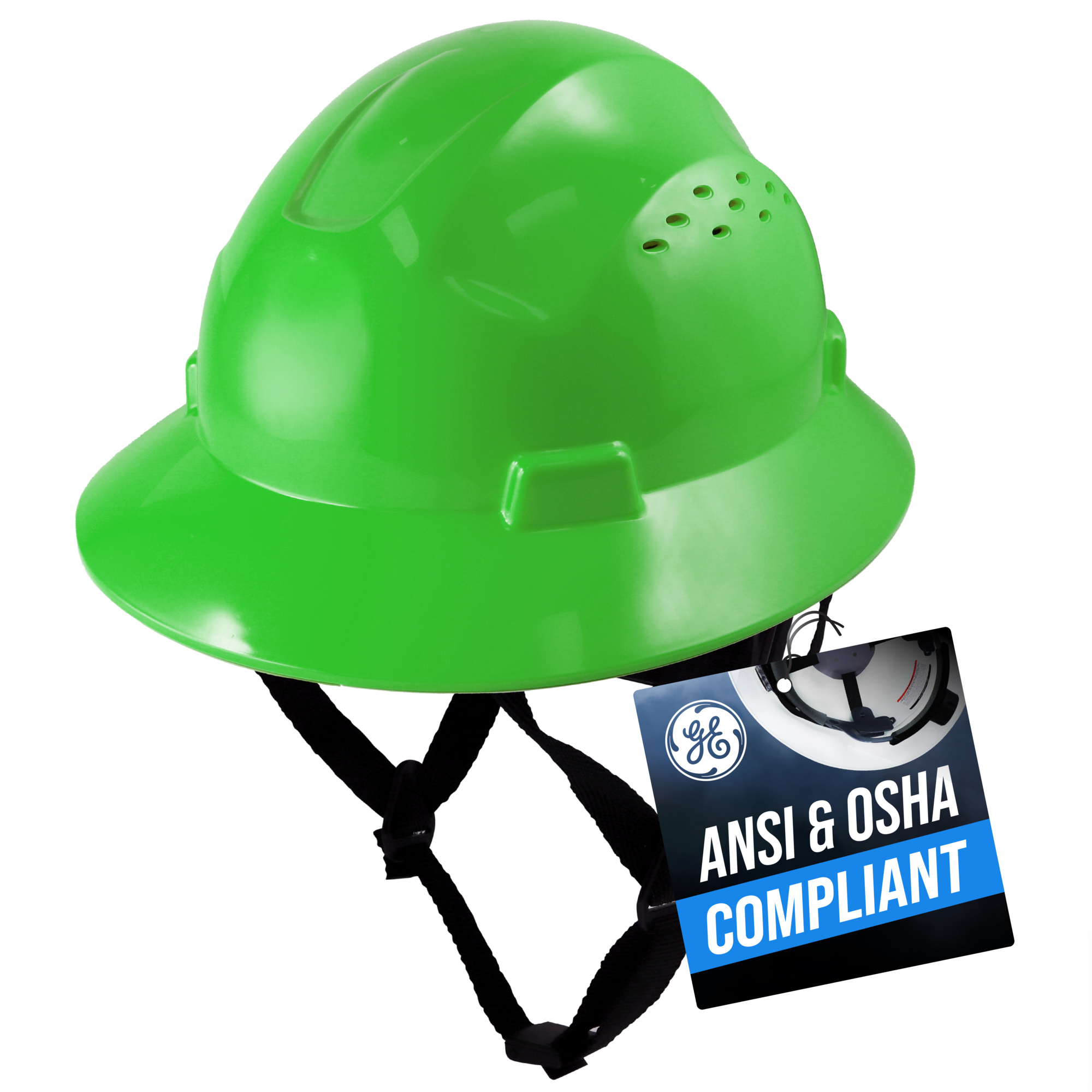 General Electric, GREEN FULL BRIM HARD HAT VENTED, Model# GH328N